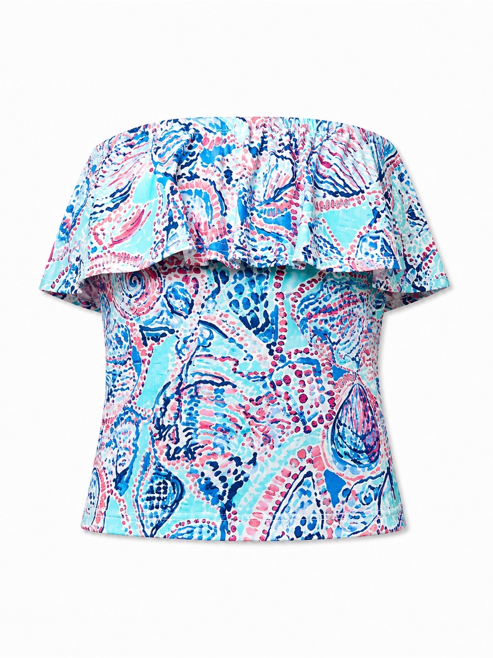 Lilly Pulitzer Shell Me About It Sea Shell Print Wiley Tube Top Teal XS